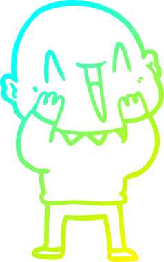 Bir insan tarafından çizilmiş, mutlu, kel bir adamın çizdiği soğuk çizgi.