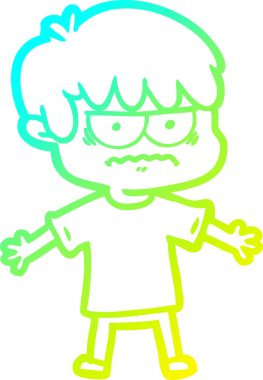 Bir insan tarafından çizilmiş soğuk gradyan çizgi film karakteri.