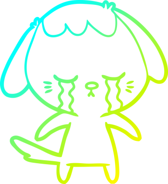 Bir insan tarafından çizilmiş ağlayan bir köpeğin soğuk gradyan çizimi