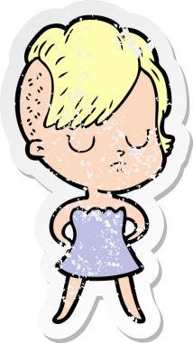 Bir insan tarafından çizilmiş karikatür bir kadının sıkıntılı çıkartması.