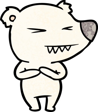 Bir insan tarafından çizilmiş kızgın kutup ayısı çizgi filmi.