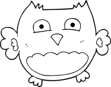 Bir insan tarafından çizilmiş siyah beyaz baykuş çizimi.