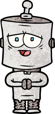 Bir insan tarafından çizilmiş çizgi film robotu