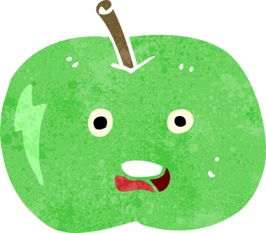 Bir insan tarafından çizilmiş parlak bir elma.