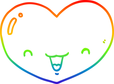 gökkuşağı gradyan çizgi çizimi bir insan tarafından çizilmiş aşk kalp karakteri