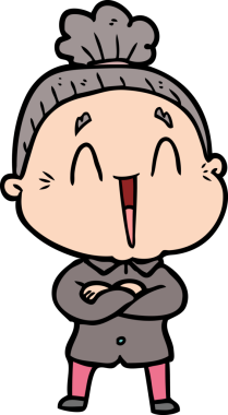 Bir insan tarafından çizilmiş mutlu yaşlı kadın çizgi filmi.