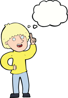 Bir insan tarafından çizilmiş düşünce baloncuğu fikri olan çizgi film adamı.