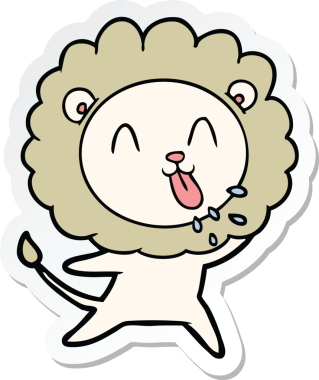 Bir insan tarafından çizilmiş mutlu bir aslanın çıkartması.