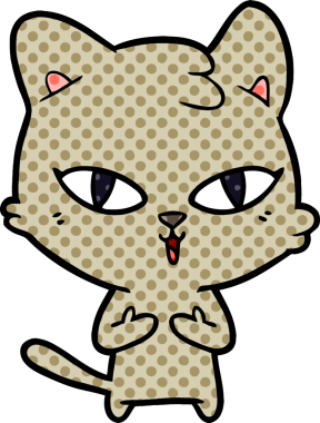 Bir insan tarafından çizilmiş çizgi film kedisi.