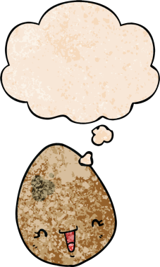 Bir insan tarafından çizilmiş grunge desenli düşünce baloncuklu çizgi film yumurtası.