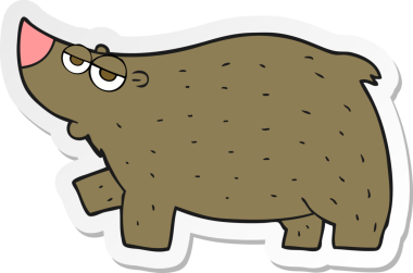 Bir insan tarafından çizilmiş çizgi film ayısının çıkartması.