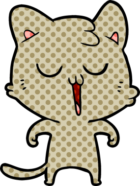 Bir insan tarafından çizilmiş çizgi film kedisi.