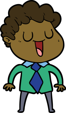 Bir insan tarafından çizilmiş gülen karikatür adam.