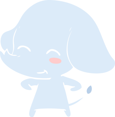 Bir insan tarafından çizilmiş düz renk çizgi film fili.