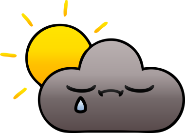 Bir fırtına bulutu ve bir insan tarafından çizilen güneşin gölgeli karikatürü