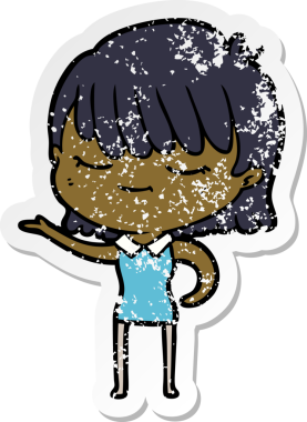 Bir insan tarafından çizilmiş karikatür bir kadının sıkıntılı çıkartması.