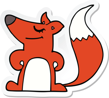 Bir insan tarafından çizilmiş bir tilkinin çıkartması.