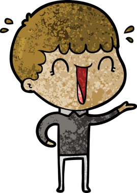 Bir insan tarafından çizilmiş gülen karikatür adam.