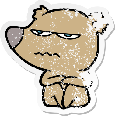 Bir insan tarafından çizilmiş kızgın bir ayı çizgi filminin sıkıntılı çıkartması.