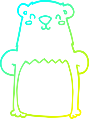 Bir insan tarafından çizilen çizgi film ayısının soğuk gradyan çizgisi.