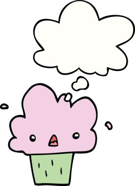 Bir insan tarafından çizilmiş düşünce balonlu kek.