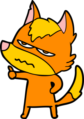 Bir insan tarafından çizilmiş kızgın tilki çizgi film karakteri