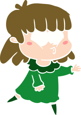 Bir insan tarafından çizilmiş düz renkli bir karikatür.