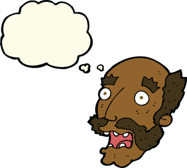 Karikatür bir insan tarafından çizilen düşünce baloncuğuyla yaşlı adamı şok etti.