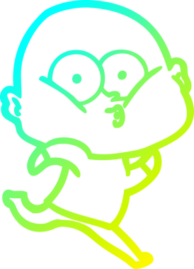 Bir insan tarafından çizilmiş, kel bir adamın soğuk çizgi çizimi.