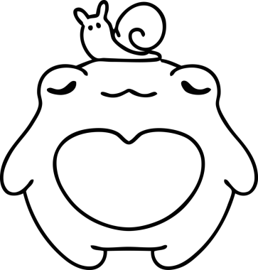 Bir insan tarafından kafasında salyangoz olan mutlu bir kurbağanın çizgi karalaması.