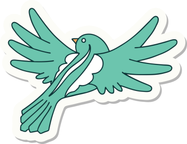 Bir insan tarafından çizilmiş geleneksel bir uçan kuş stili dövme çıkartması.