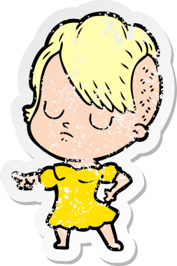 Bir insan tarafından çizilmiş karikatür bir kadının sıkıntılı çıkartması.