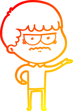 Bir insan tarafından çizilmiş, kızgın bir çizgi film karakteri.