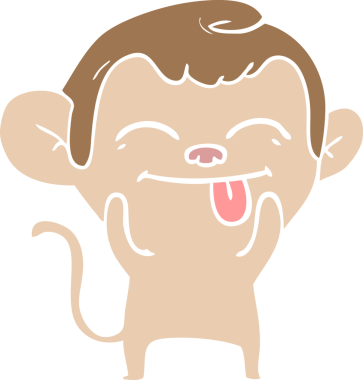 Bir insan tarafından çizilmiş komik düz renkli çizgi film maymunu