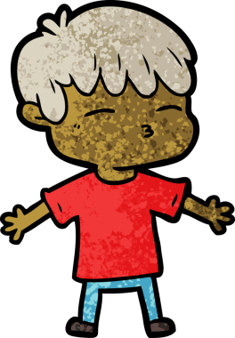 Bir insan tarafından çizilmiş meraklı bir çocuk.