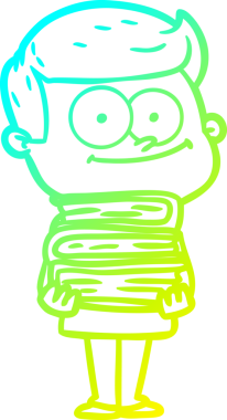 Bir insan tarafından çizilmiş mutlu bir adamın soğuk çizgi çizimi.