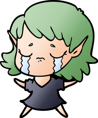 Bir insan tarafından çizilmiş ağlayan elf kızı.