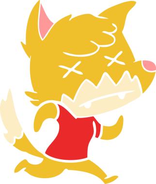 Bir insan tarafından çizilmiş düz renk çizgi film ölü tilki