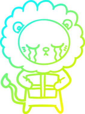 Bir insan tarafından çizilmiş ağlayan bir aslanın soğuk gradyan çizgisi.