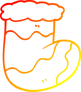 Bir insanın çizdiği karikatür Noel çorabının sıcak çizgi çizimi.