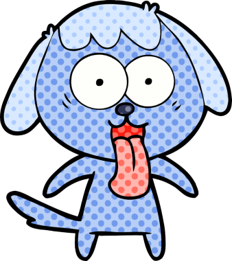 Bir insan tarafından çizilmiş şirin bir çizgi film köpeği.