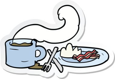 Bir insan tarafından çizilmiş bir karikatür kahvaltısının çıkartması.