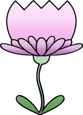 Bir insan tarafından çizilmiş rengarenk bir çiçek karikatürü.