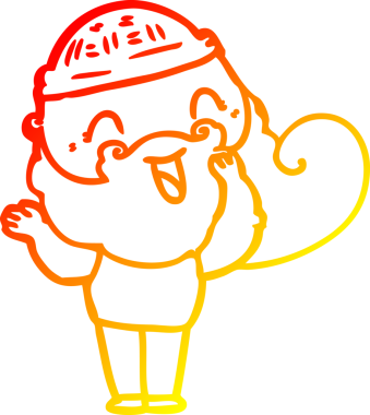 Bir insan tarafından çizilmiş mutlu sakallı bir adamın sıcak çizgisi.