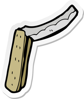 Bir insan tarafından çizilmiş bir çizgi film jileti çıkartması.