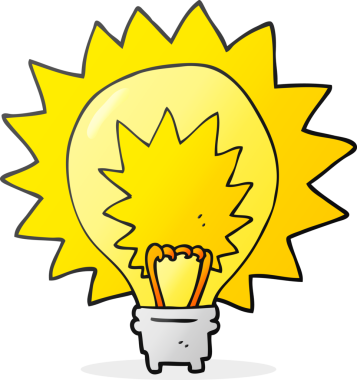 Bir insan tarafından çizilmiş serbest çizim çizgi film ampulü.