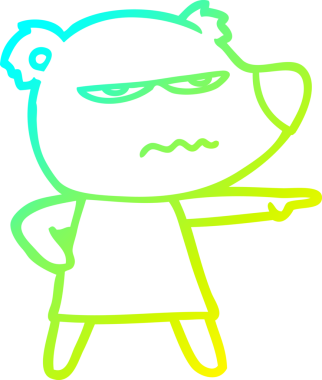 Bir insan tarafından çizilmiş kızgın ayı kutup kızının soğuk çizgi çizimi.