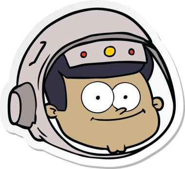 Bir insan tarafından çizilmiş bir astronot suratının çıkartması.