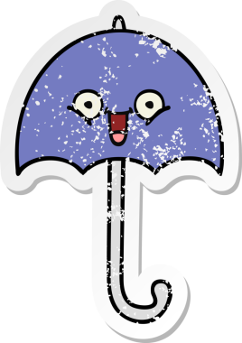 Bir insan tarafından çizilmiş şirin bir şemsiyenin sıkıntılı çıkartması.
