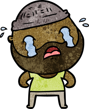 Çizgi film sakallı adam bir insan tarafından çizilmiş ağlıyor.